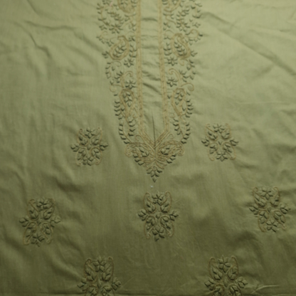 albaas | Tarkashi  Applique on Cotton Lawn Shirt's Front and Sleeves with Matching Plain Trousers - Unstitched 2PC Suit   | ALTAST-IRREG2-MINT LEAVES