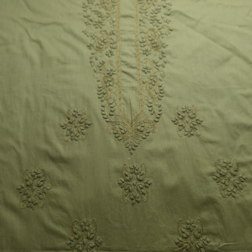 albaas | Tarkashi  Applique on Cotton Lawn Shirt's Front and Sleeves with Matching Plain Trousers - Unstitched 2PC Suit   | ALTAST-IRREG2-MINT LEAVES