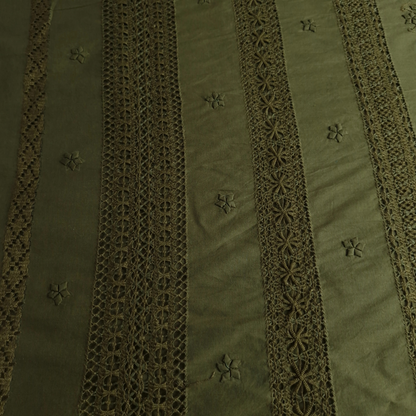 albaas | Tarkashi  Applique on Cotton Lawn Shirt's Front and Sleeves with Matching Plain Trousers - Unstitched 2PC Suit   | ALTAST-IRREG2-MINT LEAVES