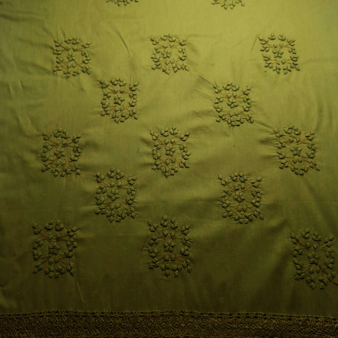 albaas | Tarkashi  Applique on Cotton Lawn Shirt's Front and Sleeves with Matching Plain Trousers - Unstitched 2PC Suit | ALTAST-IRREG3-MINT LEAVES