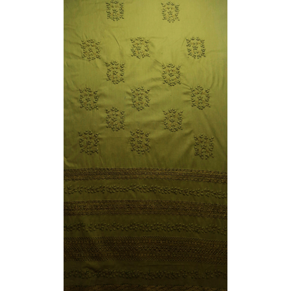 albaas | Tarkashi  Applique on Cotton Lawn Shirt's Front and Sleeves with Matching Plain Trousers - Unstitched 2PC Suit | ALTAST-IRREG3-MINT LEAVES