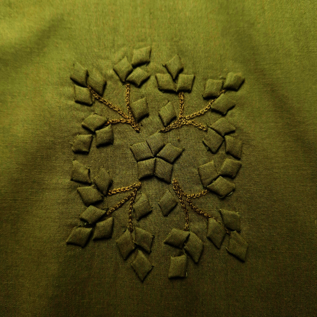 albaas | Tarkashi  Applique on Cotton Lawn Shirt's Front and Sleeves with Matching Plain Trousers - Unstitched 2PC Suit | ALTAST-IRREG3-MINT LEAVES