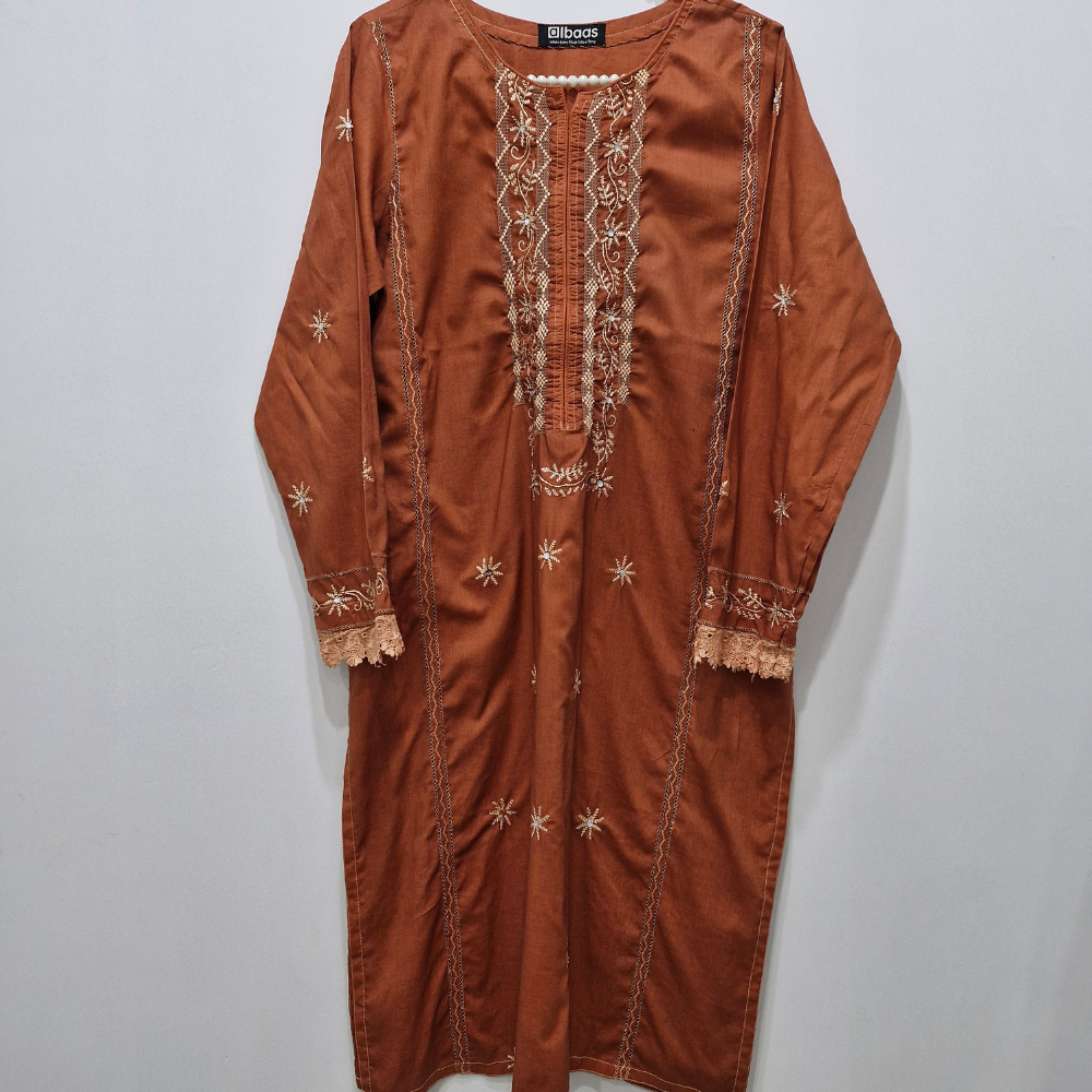 albaas | Amateur Hand-Made (Thread Work Tarkashi) - Lawn - Stitched 2 Pc (Shirt Trousers)  | AMATEURS-ST-RUST