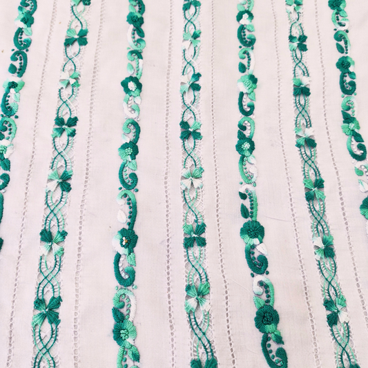 albaas | Tarkashi / Filling Stitch on Lawn Shirt's Front and Sleeves Unstitched | ALTRFSS-S4-GREEN-O-WHITE