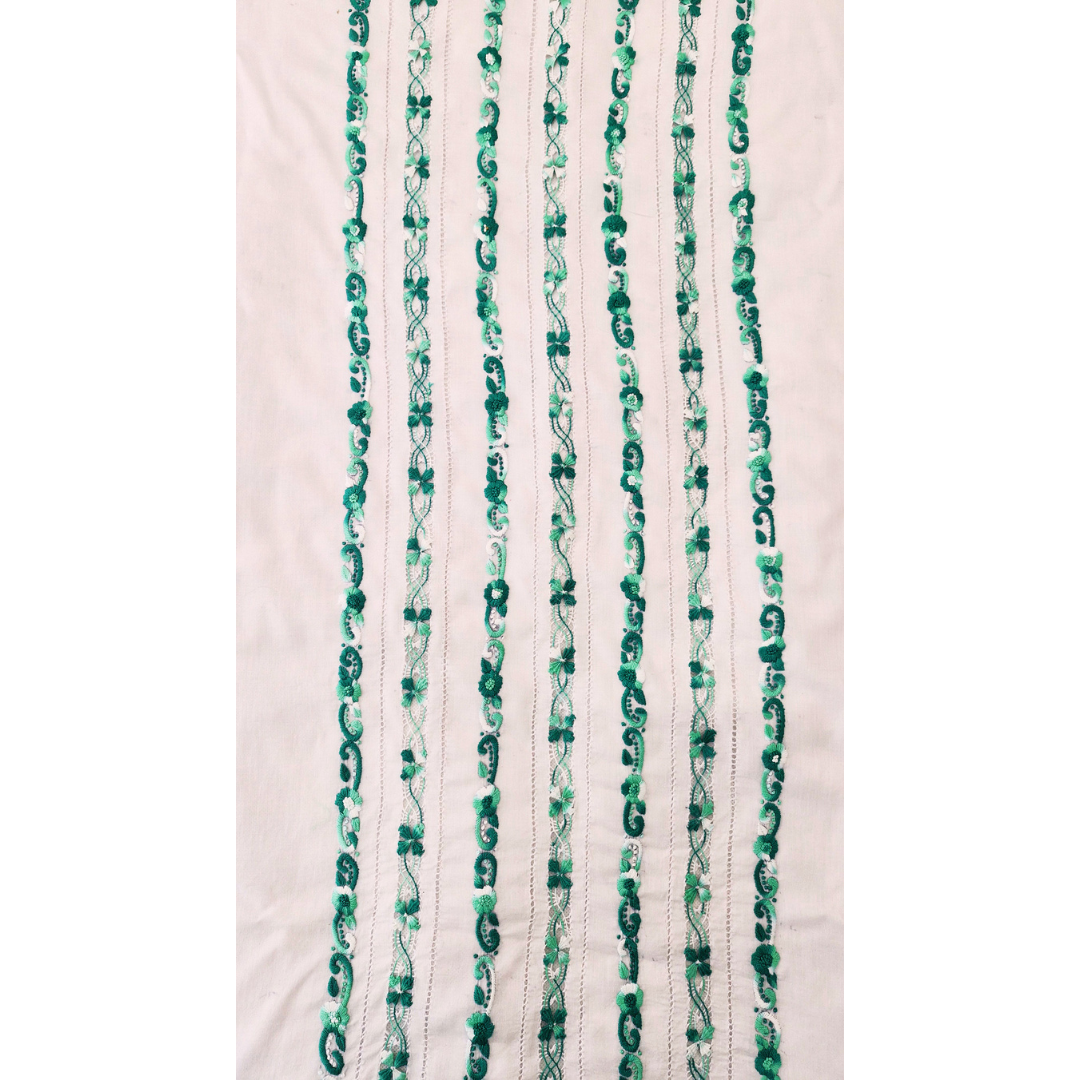 albaas | Tarkashi / Filling Stitch on Lawn Shirt's Front and Sleeves Unstitched | ALTRFSS-S4-GREEN-O-WHITE