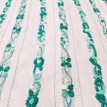 albaas | Tarkashi / Filling Stitch on Lawn Shirt's Front and Sleeves Unstitched | ALTRFSS-S4-GREEN-O-WHITE