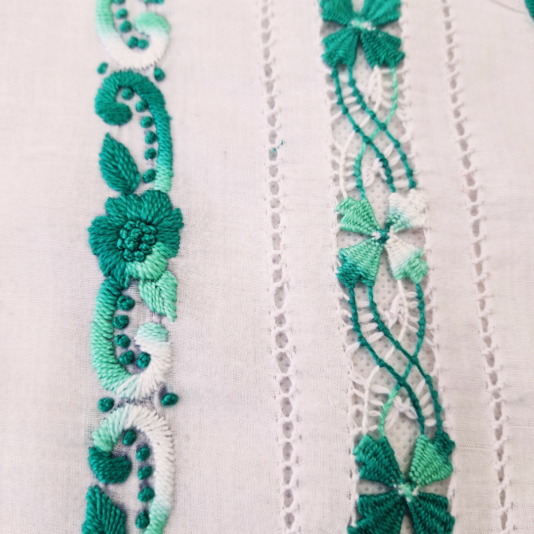 albaas | Tarkashi / Filling Stitch on Lawn Shirt's Front and Sleeves Unstitched | ALTRFSS-S4-GREEN-O-WHITE