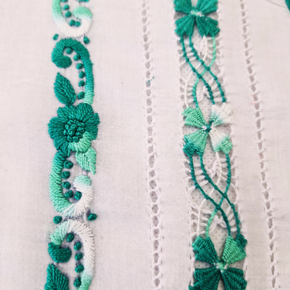albaas | Tarkashi / Filling Stitch on Lawn Shirt's Front and Sleeves Unstitched | ALTRFSS-S4-GREEN-O-WHITE