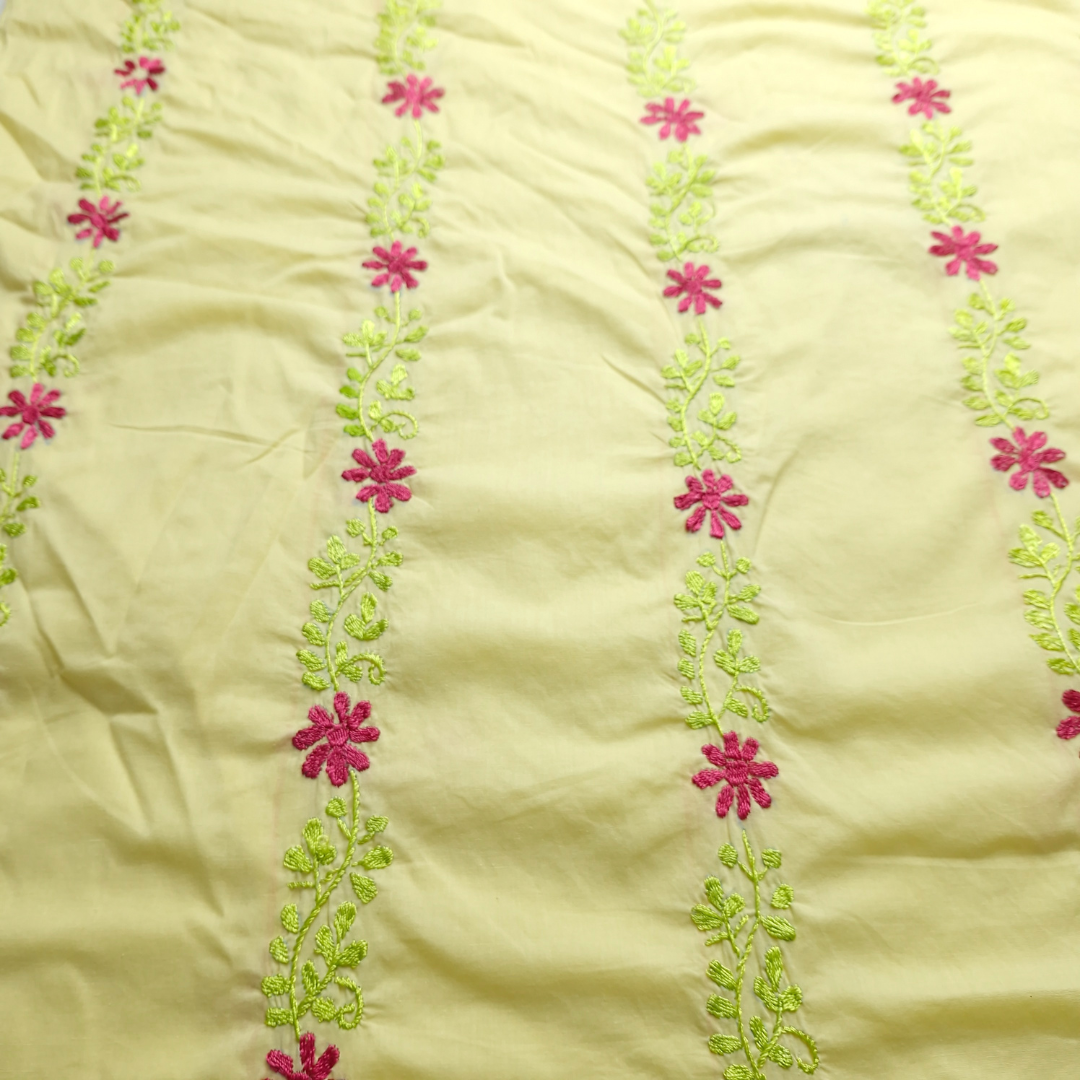 albaas | Amateur Thread Work on Cotton Lawn Shirt's Front and Sleeves  | AMATEURS-BABY YELLOW