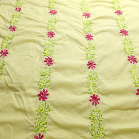 albaas | Amateur Thread Work on Cotton Lawn Shirt's Front and Sleeves  | AMATEURS-BABY YELLOW