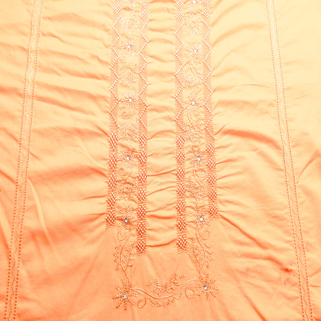 albaas | Amateur Tarkashi Thread Work on Cotton Lawn Shirt's Front and Sleeves  | AMATEURS-DEEP PEACH1