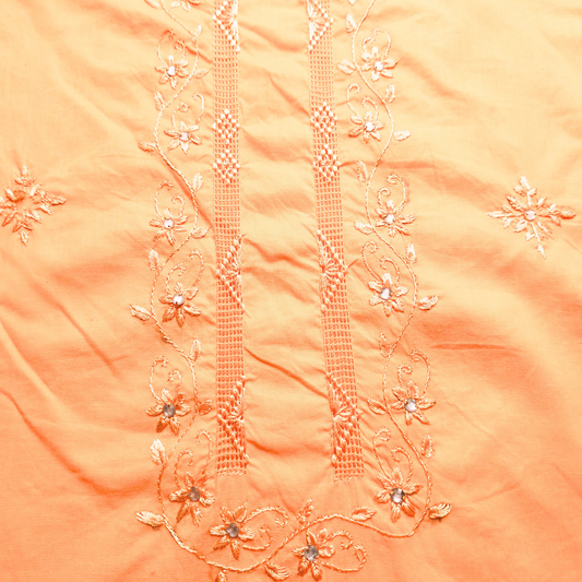 albaas | Amateur Tarkashi Thread Work on Cotton Lawn Shirt's Front and Sleeves  | AMATEURS-DEEP PEACH2