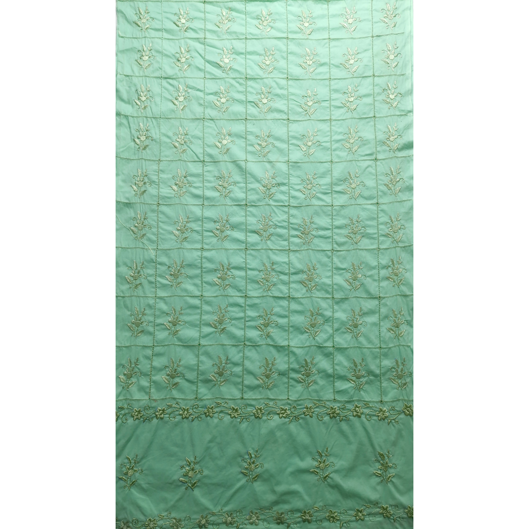 albaas | Amateur Tarkashi Thread Work on Cotton Lawn Shirt's Front and Sleeves  | AMATEURS-MINT GREEN