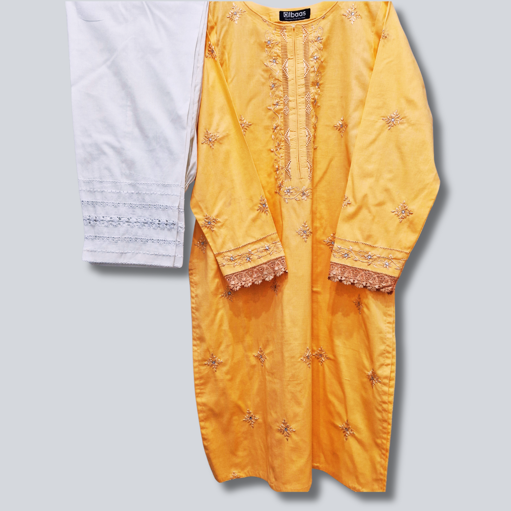 albaas | Amateur Hand-Made (Thread Work Tarkashi) - Lawn - Stitched 2 Pc (Shirt Trousers)  | AMATEURS-ST-DEEP PEACH2