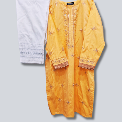 albaas | Amateur Hand-Made (Thread Work Tarkashi) - Lawn - Stitched 2 Pc (Shirt Trousers)  | AMATEURS-ST-DEEP PEACH2