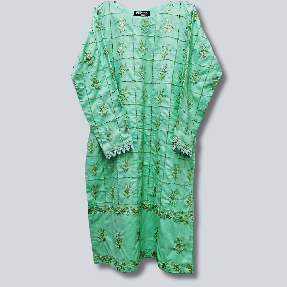albaas | Amateur Hand-Made (Thread Work Tarkashi) - Lawn - Stitched 2 Pc (Shirt Trousers)  | AMATEURS-ST-MINT GREEN