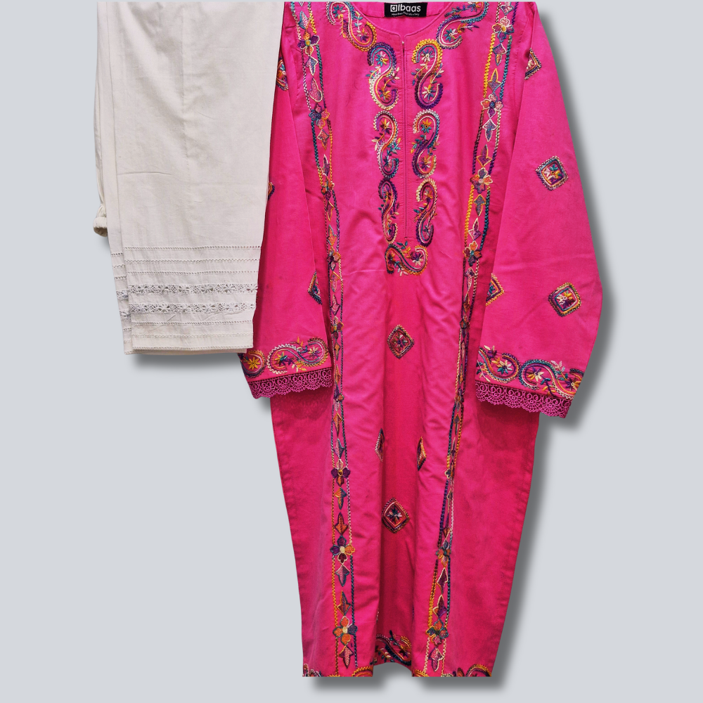 albaas | Amateur Hand-Made (Thread Work Tarkashi) - Lawn - Stitched 2 Pc (Shirt Trousers)  | AMATEURS-ST-REDDISH PINK