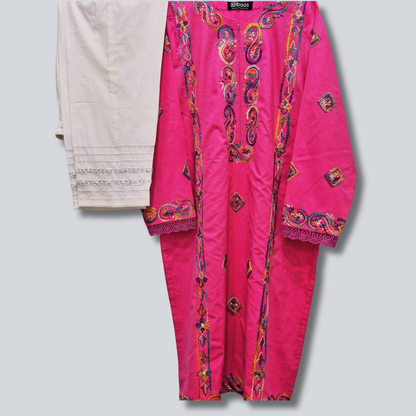 albaas | Amateur Hand-Made (Thread Work Tarkashi) - Lawn - Stitched 2 Pc (Shirt Trousers)  | AMATEURS-ST-REDDISH PINK
