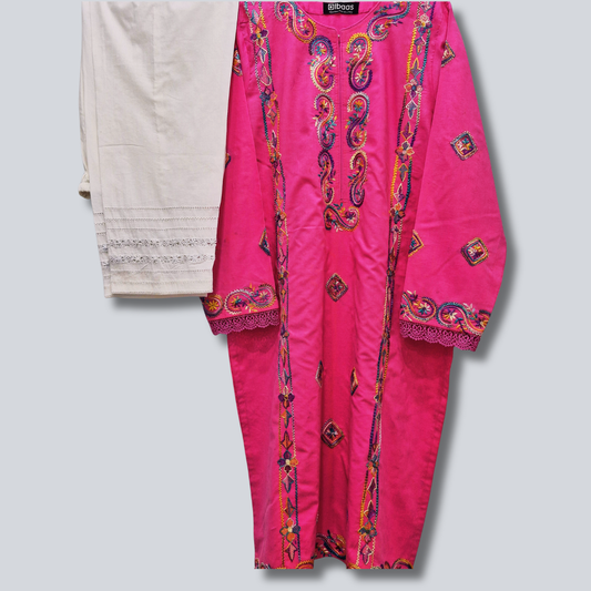 albaas | Amateur Hand-Made (Thread Work Tarkashi) - Lawn - Stitched 2 Pc (Shirt Trousers)  | AMATEURS-ST-REDDISH PINK