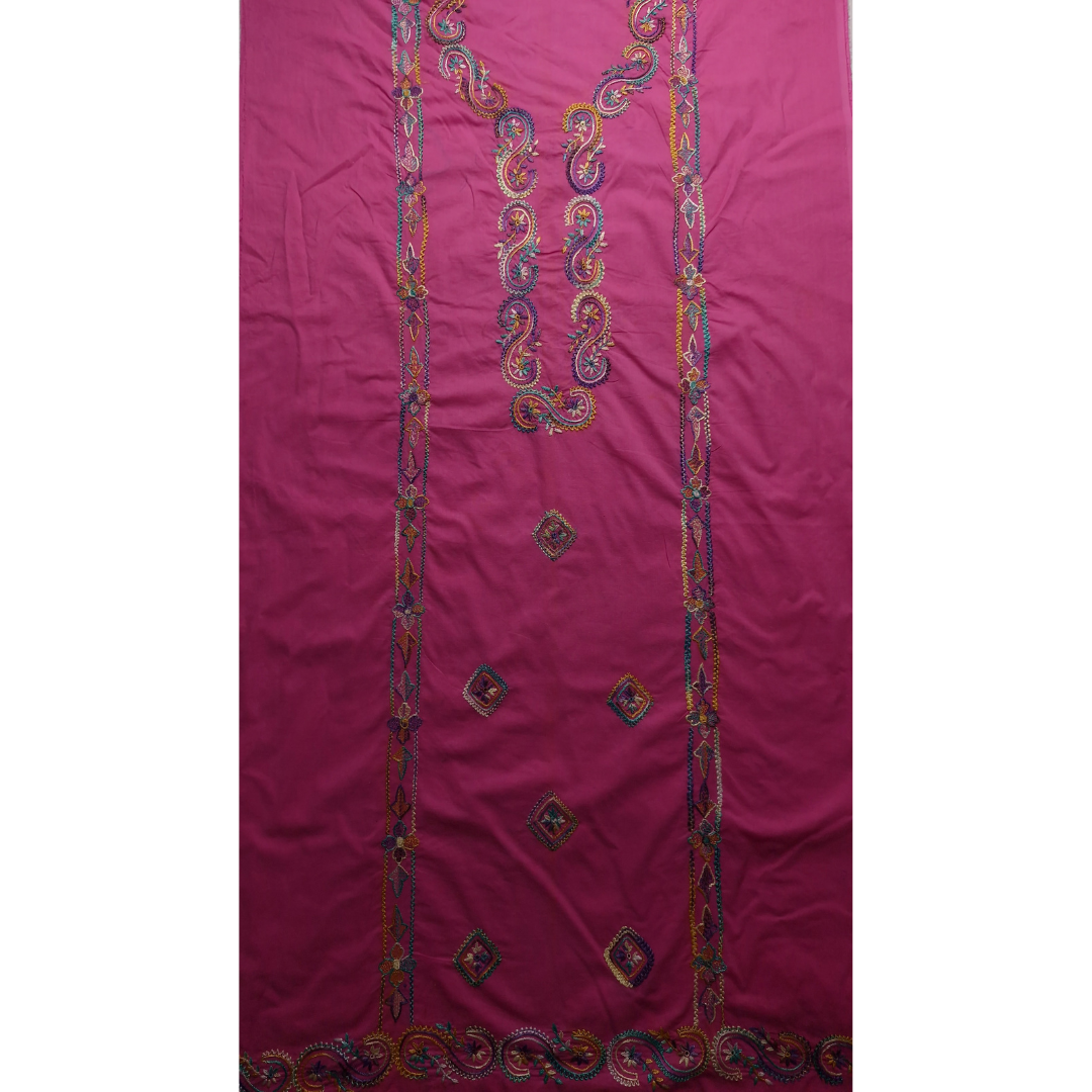 albaas | Amateur Thread Work on Cotton Lawn Shirt's Front and Sleeves  | AMATEURS-TEA PINK