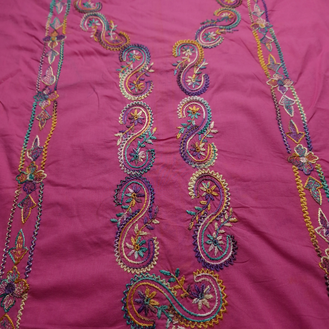 albaas | Amateur Thread Work on Cotton Lawn Shirt's Front and Sleeves  | AMATEURS-TEA PINK