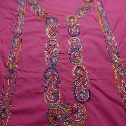 albaas | Amateur Thread Work on Cotton Lawn Shirt's Front and Sleeves  | AMATEURS-TEA PINK