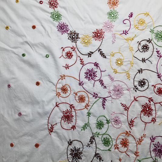 albaas | Amateur Thread Work on Cotton Lawn Shirt's Front and Sleeves  | AMATEURS-WHITE1