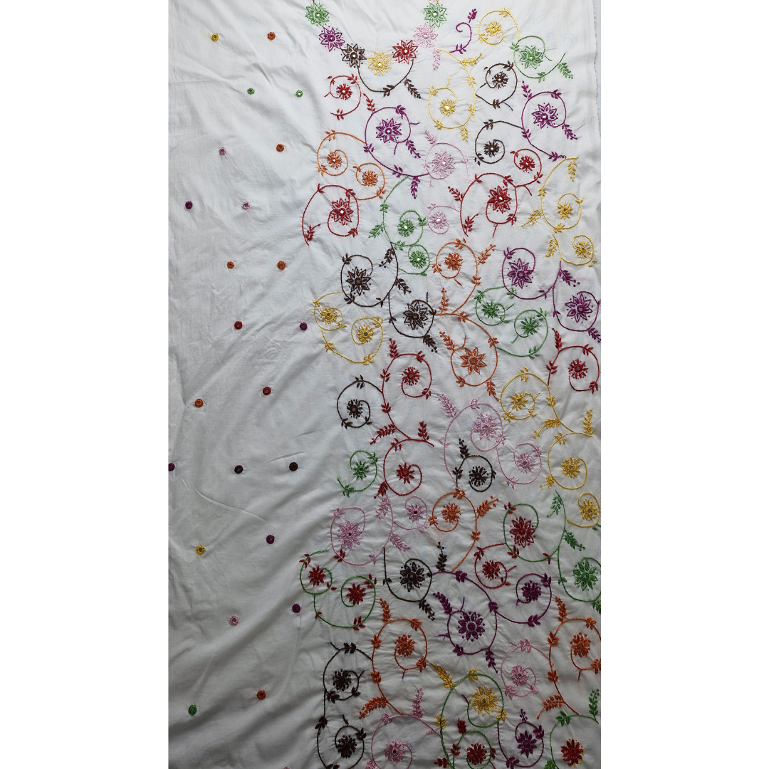 albaas | Amateur Thread Work on Cotton Lawn Shirt's Front and Sleeves  | AMATEURS-WHITE1