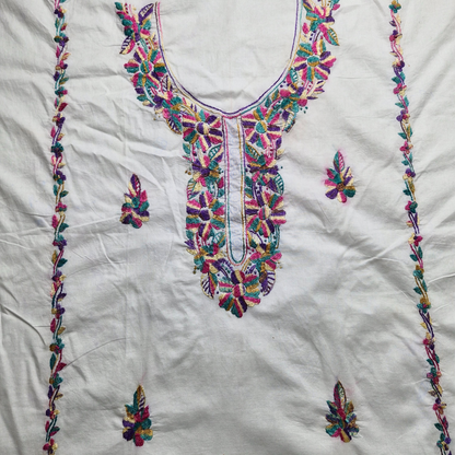 albaas | Amateur Thread Work on Cotton Lawn Shirt's Front and Sleeves  | AMATEURS-WHITE2