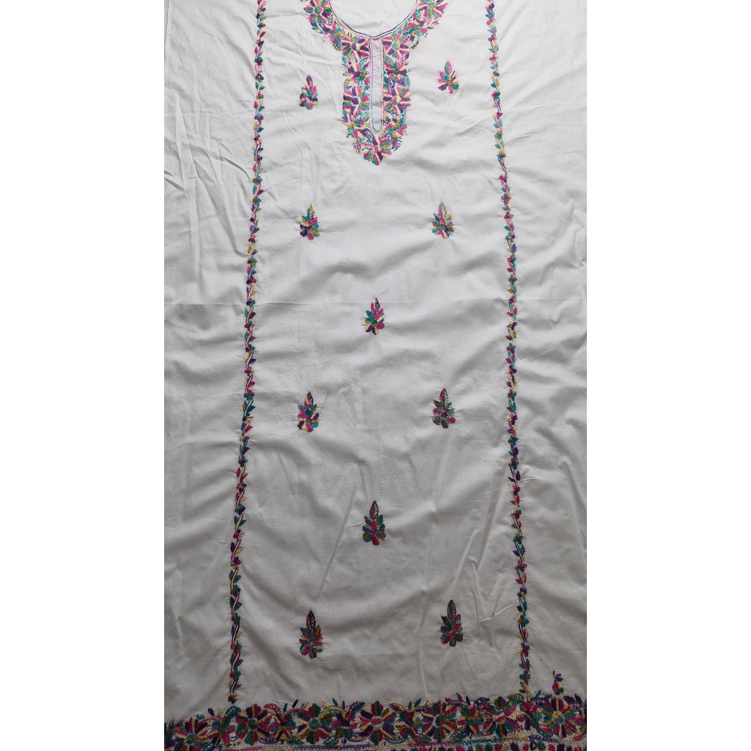 albaas | Amateur Thread Work on Cotton Lawn Shirt's Front and Sleeves  | AMATEURS-WHITE2