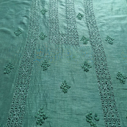 albaas | Tarkashi  Applique on Raw Silk Shirt's Front and Sleeves - Unstitched 1PC | ARSTAS-36535 -PINE