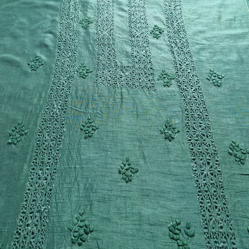 albaas | Tarkashi  Applique on Raw Silk Shirt's Front and Sleeves - Unstitched 1PC | ARSTAS-36535 -PINE