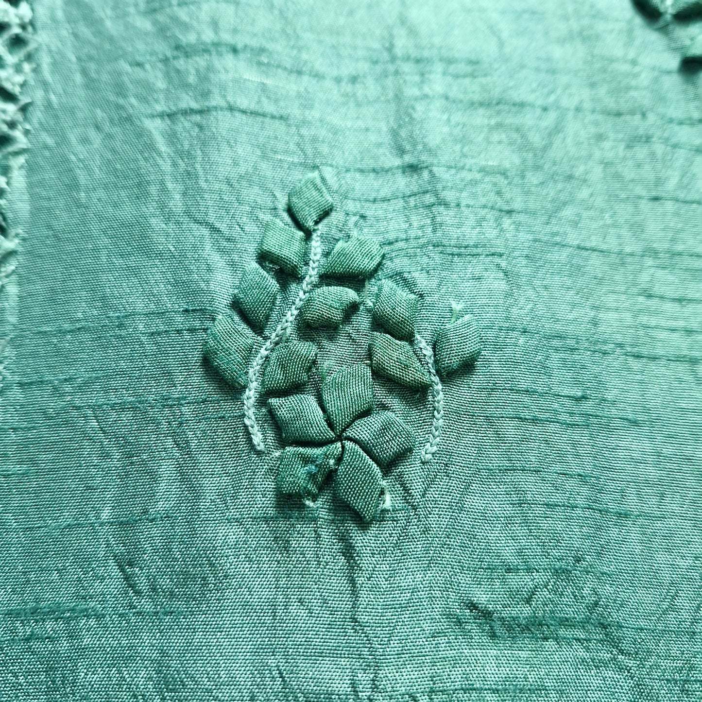 albaas | Tarkashi  Applique on Raw Silk Shirt's Front and Sleeves - Unstitched 1PC | ARSTAS-36535 -PINE