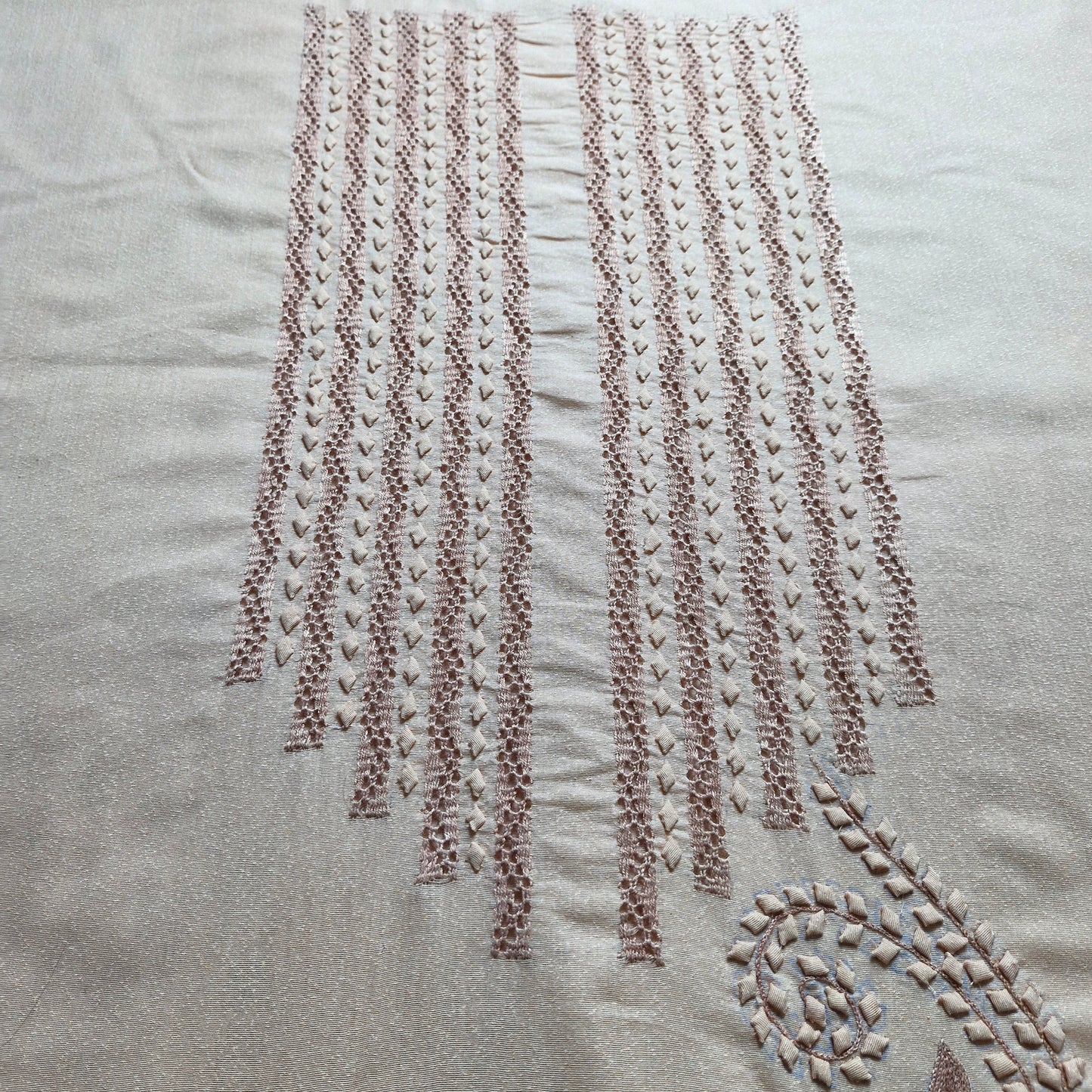 albaas | Tarkashi  Applique on Karandi Lawn Shirt's Front and Sleeves with Matching Plain Trousers - Unstitched 2PC Suit   | AKTAST-36553 -CHAMPAGNE