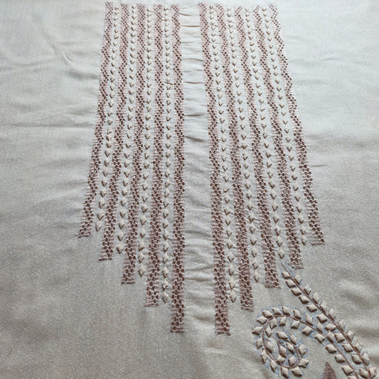 albaas | Tarkashi  Applique on Karandi Lawn Shirt's Front and Sleeves with Matching Plain Trousers - Unstitched 2PC Suit   | AKTAST-36553 -CHAMPAGNE