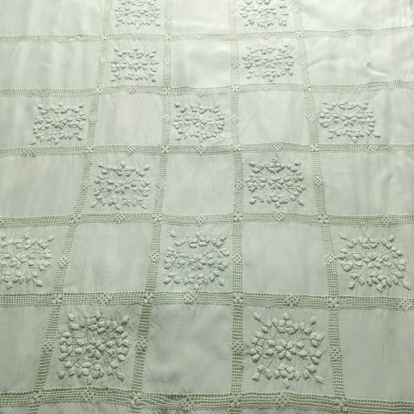 albaas | Tarkashi   Applique on Raw Silk Shirt's Front and Sleeves with Matching Plain Trousers - Unstitched 2PC Suit   | ARSTAST-36538-TEA GREEN