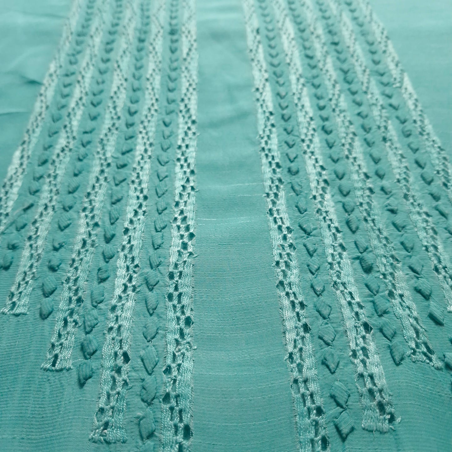 albaas | Tarkashi   Applique on Raw Silk Shirt's Front and Sleeves with Matching Plain Trousers - Unstitched 2PC Suit   | ARSTAST-36553-ELECTRIC BLUE