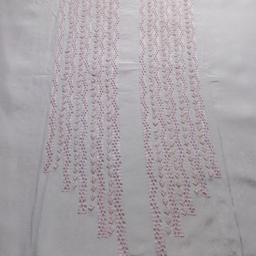 albaas | Tarkashi   Applique on Raw Silk Shirt's Front and Sleeves with Matching Plain Trousers - Unstitched 2PC Suit   | ARSTAST-36553-SILKY PINK