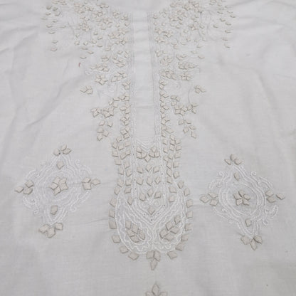 albaas | Tarkashi Applique on Cotton Lawn Shirt's Front and Sleeves with Matching Plain Trousers - Unstitched 2PC Suit   | ATACLST-36531-WHITE