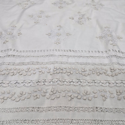 albaas | Tarkashi Applique on Cotton Lawn Shirt's Front and Sleeves with Matching Plain Trousers - Unstitched 2PC Suit   | ATACLST-36531-WHITE