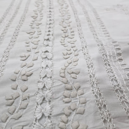 albaas | Tarkashi Applique on Cotton Lawn Shirt's Front and Sleeves with Matching Plain Trousers - Unstitched 2PC Suit   | ATACLST-36531-WHITE