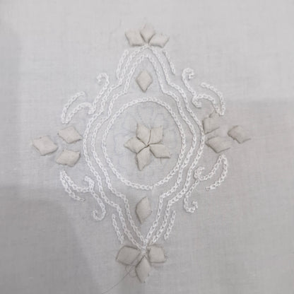 albaas | Tarkashi Applique on Cotton Lawn Shirt's Front and Sleeves with Matching Plain Trousers - Unstitched 2PC Suit   | ATACLST-36531-WHITE