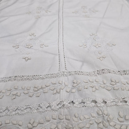 albaas | Tarkashi Applique on Cotton Lawn Shirt's Front and Sleeves with Matching Plain Trousers - Unstitched 2PC Suit   | ATACLST-36531-WHITE