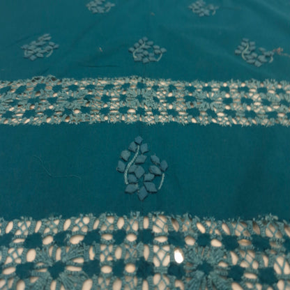 albaas | Tarkashi Applique on Cotton Lawn Shirt's Front and Sleeves with Matching Plain Trousers - Unstitched 2PC Suit   | ATACLST-36535-TEAL