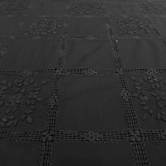 albaas | Tarkashi Applique on Cotton Lawn Shirt's Front and Sleeves with Matching Plain Trousers - Unstitched 2PC Suit   | ATACLST-36538-EERIE BLACK