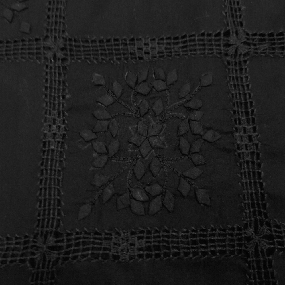 albaas | Tarkashi Applique on Cotton Lawn Shirt's Front and Sleeves with Matching Plain Trousers - Unstitched 2PC Suit   | ATACLST-36538-EERIE BLACK