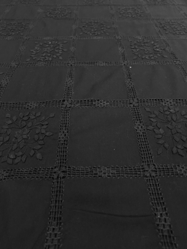 albaas | Tarkashi Applique on Cotton Lawn Shirt's Front and Sleeves with Matching Plain Trousers - Unstitched 2PC Suit   | ATACLST-36538-EERIE BLACK