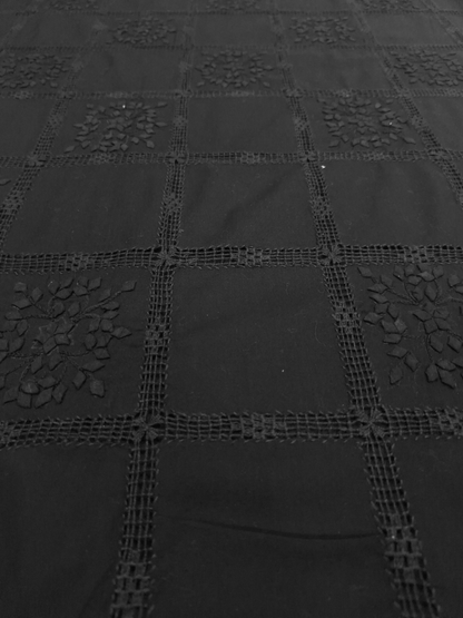 albaas | Tarkashi Applique on Cotton Lawn Shirt's Front and Sleeves with Matching Plain Trousers - Unstitched 2PC Suit   | ATACLST-36538-EERIE BLACK