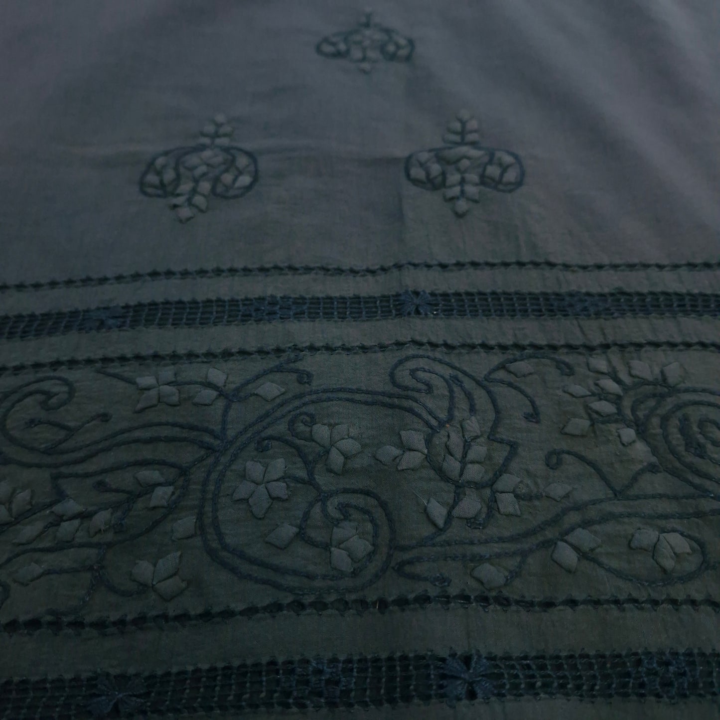 albaas | Tarkashi Applique on Lawn Shirt's Front and Sleeves Unstitched 1PC   | ATALS-36541-STEEL TEAL