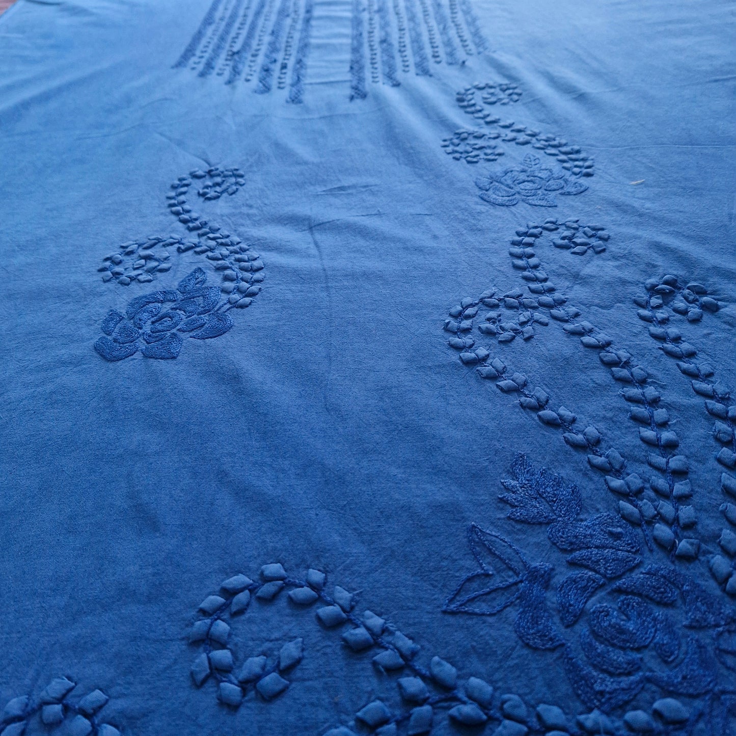 albaas | Tarkashi Applique on Lawn Shirt's Front and Sleeves Unstitched 1PC   | ATALS-36553-DENIM BLUE